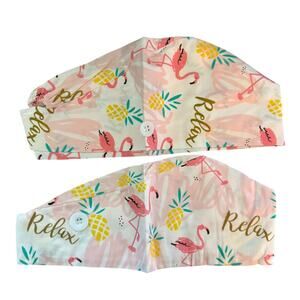 2 Pink Flamingo Womens Scrub Surgical Hat Caps